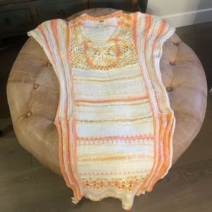 Free People Crochet Sweater Kaftan Cover Up Sunflare Size XS